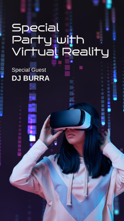 Plantilla de diseño de Anuncio de fiesta de realidad virtual con fondo brillante TikTok Video 