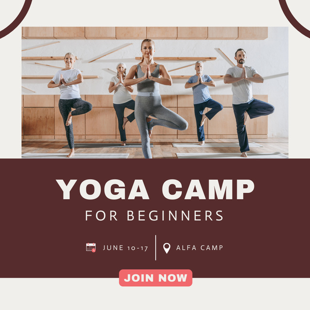 Plantilla de diseño de Professional Yoga Camp For Beginners Promotion Instagram 