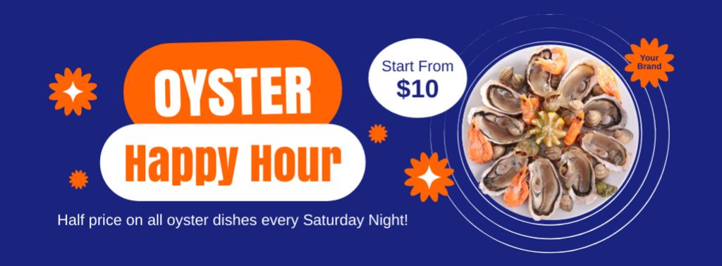 Offer of Happy Hours on Fish Market Facebook cover Modelo de Design