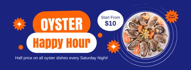 Offer of Happy Hours on Fish Market Facebook cover – шаблон для дизайна