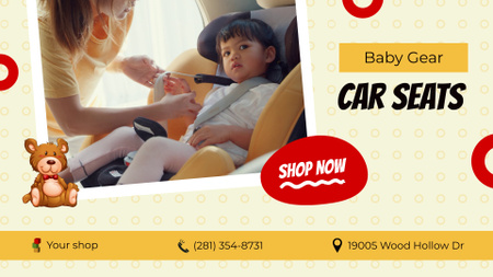 Designvorlage Angebot für Babyautositze mit Gurten für Full HD video