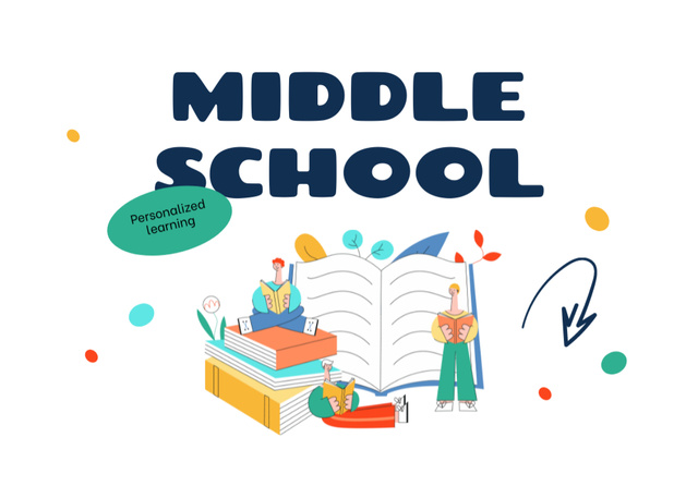 Middle School With Offer of Personalized Learning Postcard 5x7in Tasarım Şablonu