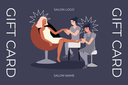 Woman in Beauty Salon on Manicure and Pedicure Procedure Gift Certificate Design Template