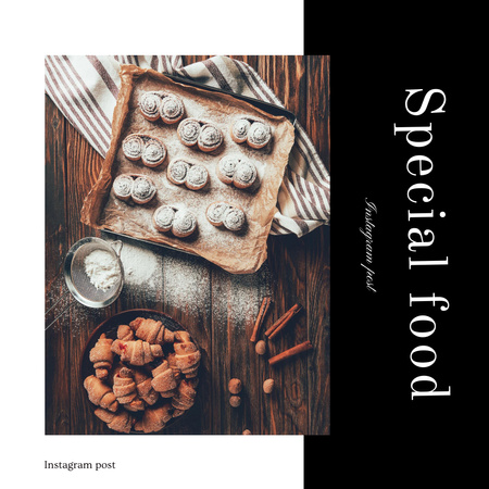 Különleges péksütemény ajánlat sütikkel a tálcán Instagram tervezősablon