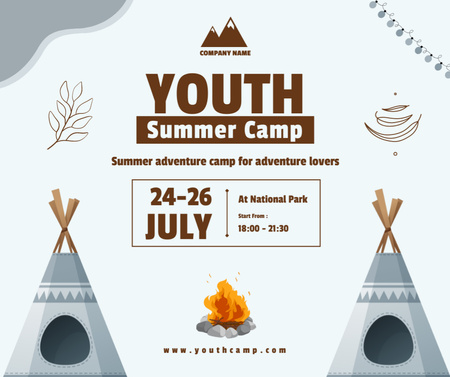 Youth Summer Camp Invitation Facebook Design Template