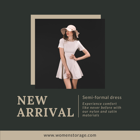 Plantilla de diseño de Dama en vestido semiformal para anuncio de llegada de nueva moda Instagram 