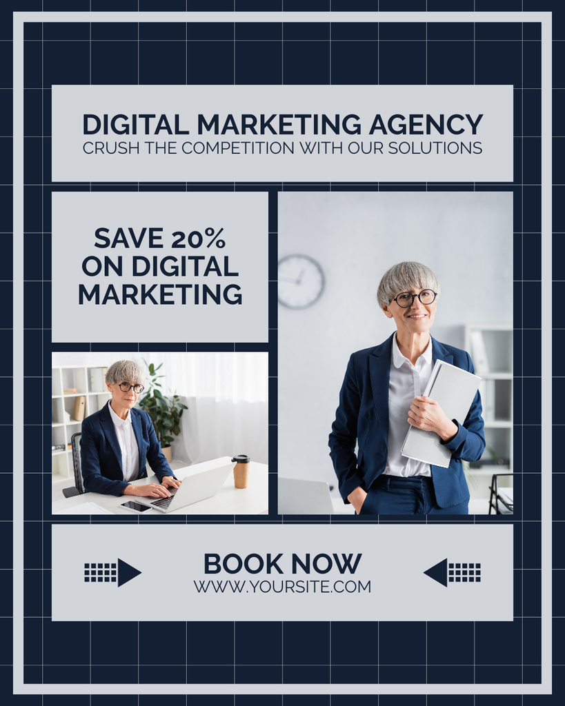 Offer Discount on Digital Marketing Agency Services Instagram Post Vertical tervezősablon
