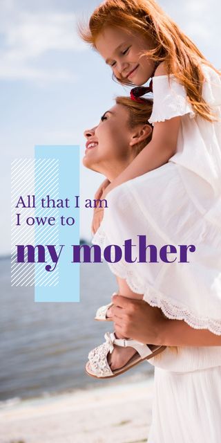 Happy Mother And Daughter With Gratitude Phrase Graphic – шаблон для дизайну