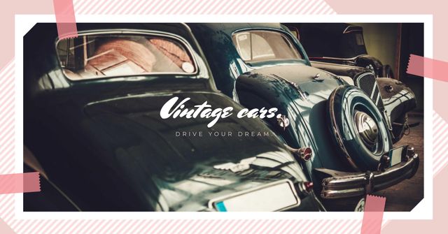 Plantilla de diseño de Shiny vintage cars Facebook AD 