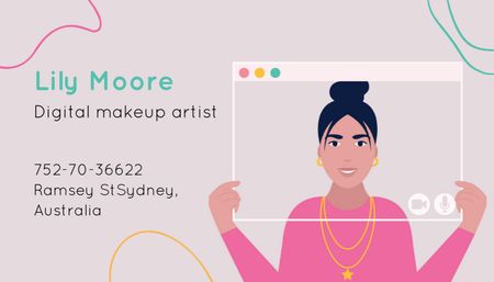 Plantilla de diseño de servicios de artista de maquillaje digital Business Card US 