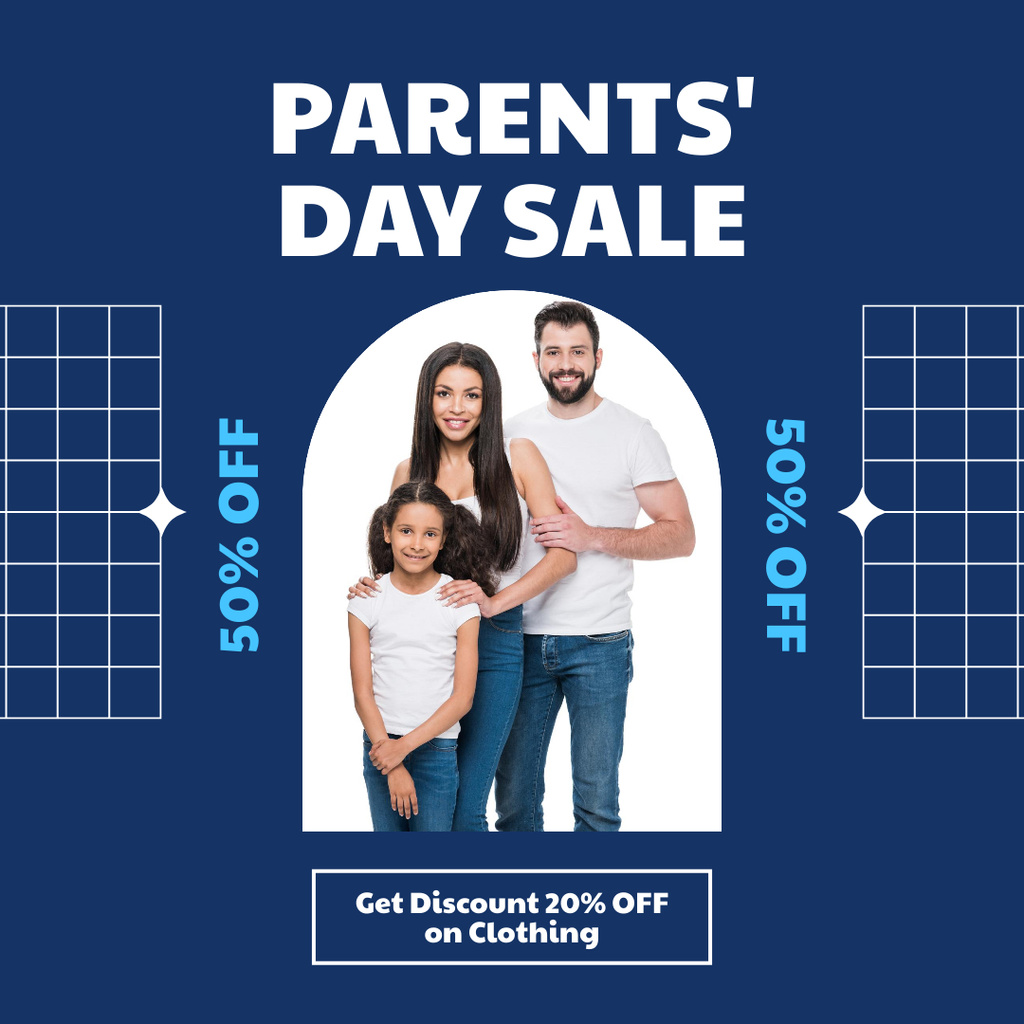 Designvorlage Parent's Day Sale Announcement with Family with Kid für Instagram