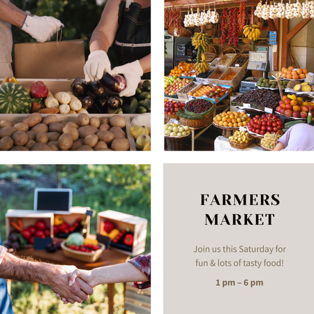 Farmers Market With Fresh Veggies And Fruits On Saturday Animated Post Design Template