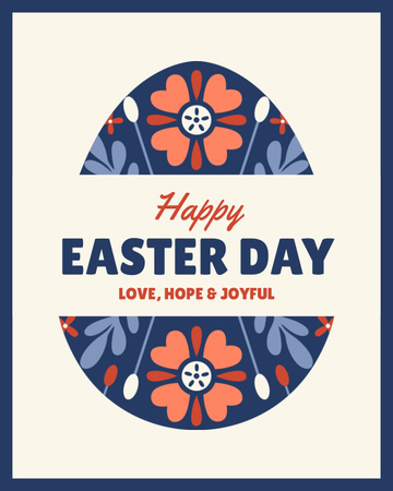 Easter Holiday Greeting with Floral Egg Instagram Post Vertical Design Template