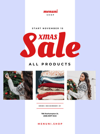 Designvorlage weihnachtsverkauf mit paar mit geschenken für Poster US