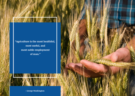 Farmer Working In Field And Quote About Agriculture Postcard 5x7in Design Template