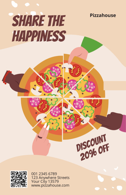 Offer Discount on Pizza with Sausage Recipe Card Design Template