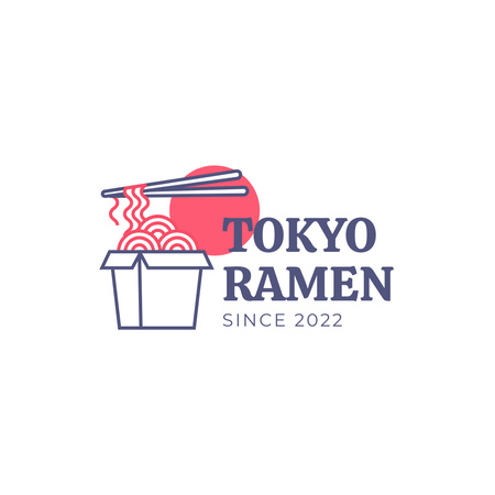 Japanese Restaurant Advertisement with Ramen Logo Design Template