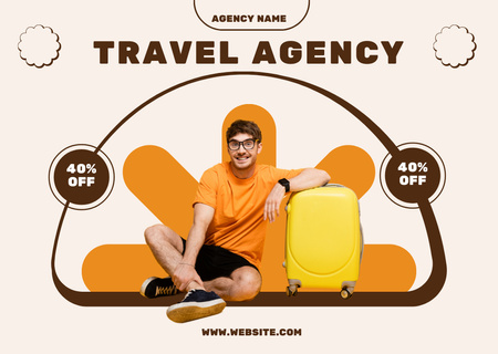 Man is Going to Travel with a Discount Card Modelo de Design