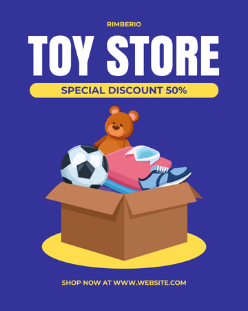 Ofereça desconto especial na loja de brinquedos Instagram Post Vertical Modelo de Design