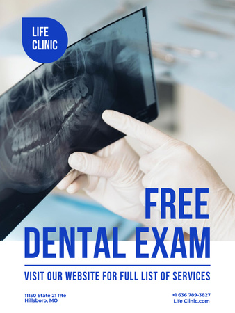 Free Dental Exam Offer Poster US Tasarım Şablonu