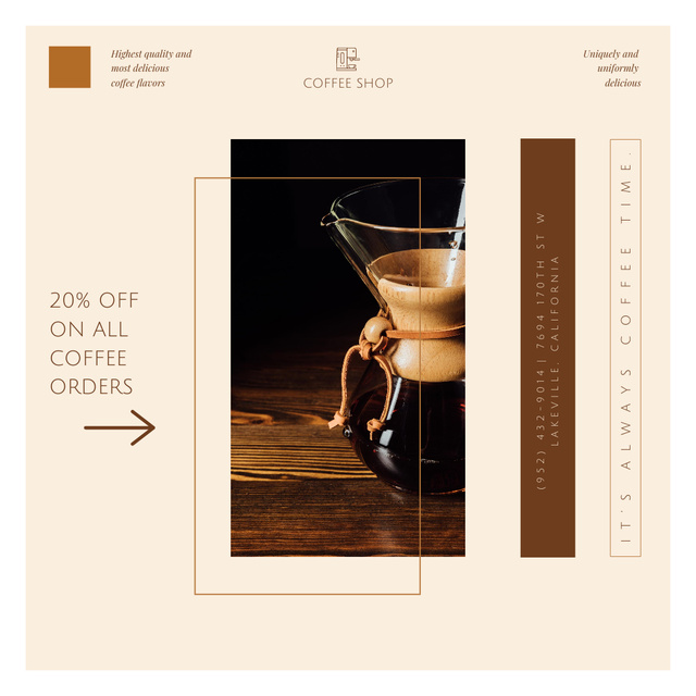 Coffee Shop Promotion with Cup of Morning Drink Instagram Šablona návrhu