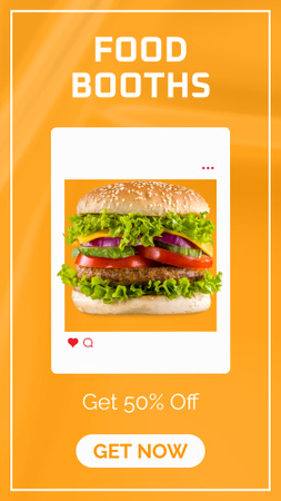 Street Food Booth Ad with Burger Instagram Story Design Template