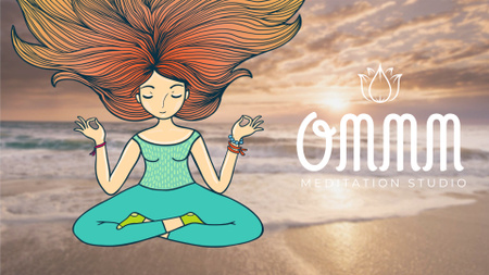 Girl Mediating at the Beach Full HD video Design Template