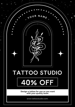 Desenhar tatuagens no estúdio com desconto Poster Modelo de Design