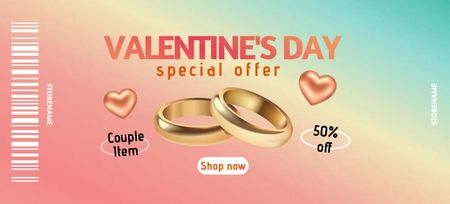 Special Offer Discounts on Jewelry for Valentine's Day Coupon 3.75x8.25in Design Template