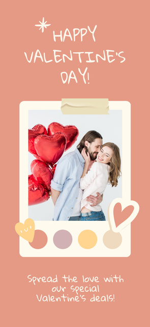 Ontwerpsjabloon van Snapchat Geofilter van Happy Couple With Balloons Due Valentine's Day