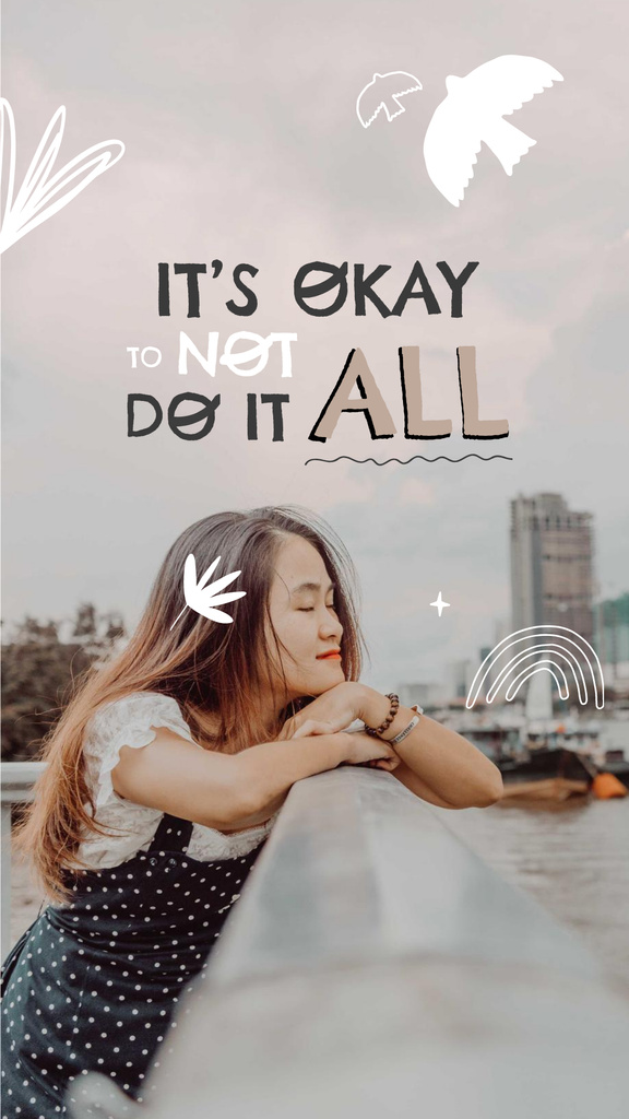 Template di design Mental Health Inspiration with Cute Girl in City Instagram Story