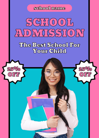 School Admission Announcement with Discount Offer Flayer Design Template