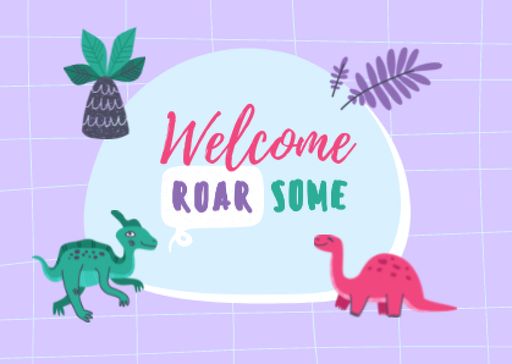 Welcome Phrase With Cute Dinosaurs 