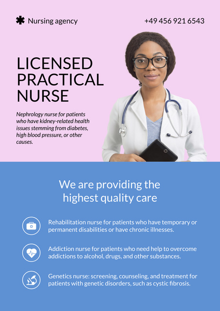 Designvorlage Licensed Practical Nurse Services Promotion für Poster