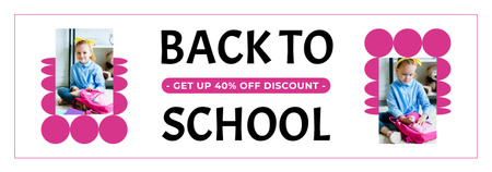 Platilla de diseño School Sale with Girl and Pink Backpack Tumblr