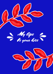Cute Love Phrase With Red Leaves in Blue