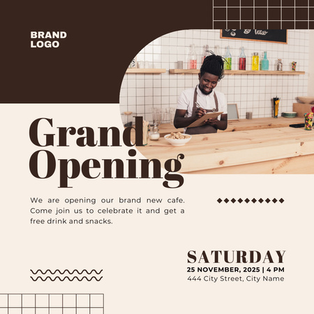 Ontwerpsjabloon van Instagram van Cafe Grand Opening Invitation 