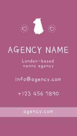 Nanny Agency Advertising in Pink Business Card US Vertical Tasarım Şablonu