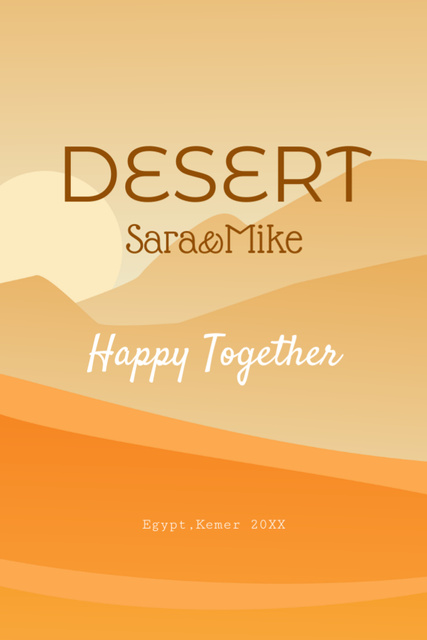 Yellow Desert Picture With Sandy Mounds Postcard 4x6in Vertical Design Template