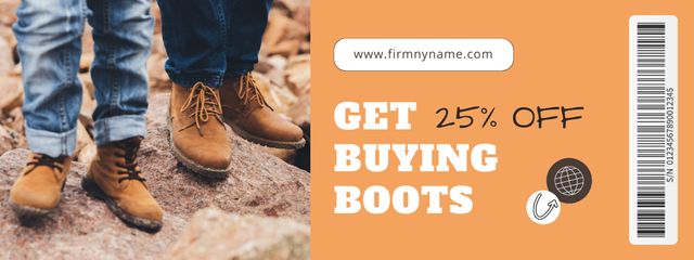 Discounted Durable Hiking Footwear In Orange Coupon Design Template