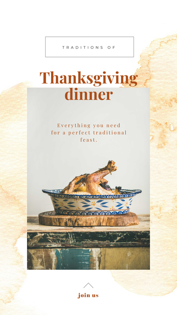 Traditional Baked Turkey for Thanksgiving Dinner Instagram Story Design Template