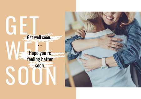 Recovery Wishing with Two Women Hugging Postcard A5 Design Template