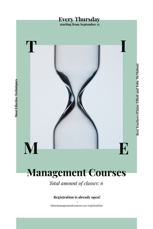 Hourglass for Management Courses ad Invitation 6x9in Design Template