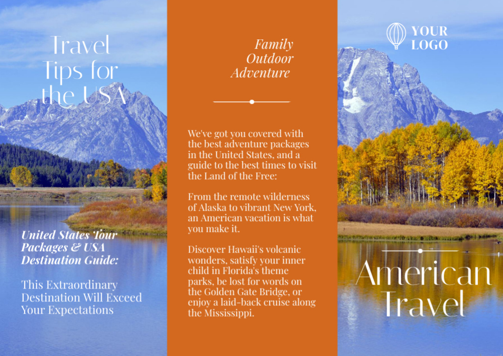 Travel Tour Offer to USA Brochure Din Large Z-fold tervezősablon