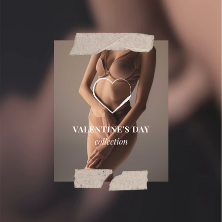 Woman in Valentine's Day with Elegant Lingerie Animated Postデザインテンプレート