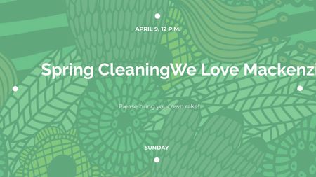 Ontwerpsjabloon van Title van Spring Cleaning Event Invitation Green Floral Texture