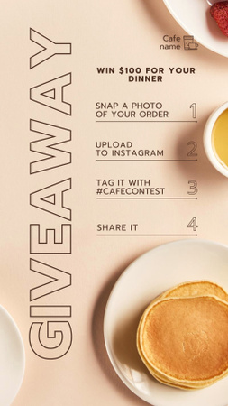 Food Giveaway Announcement with Yummy Pancakes Instagram Story Design Template