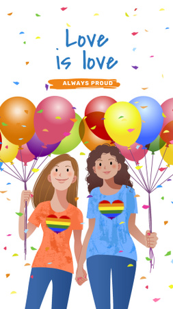 Women holding hands on Pride Month Instagram Story Design Template