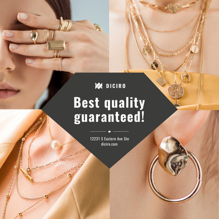 Jewelry Sale Woman in Golden Accessories Instagram Design Template
