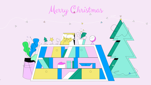 Plantilla de diseño de Girl with Christmas gift Full HD video 
